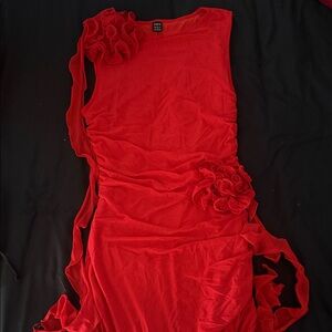 Elegant Red Asymmetrical Dress